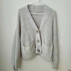 urban outfitters soft grey knit cardigan, medium